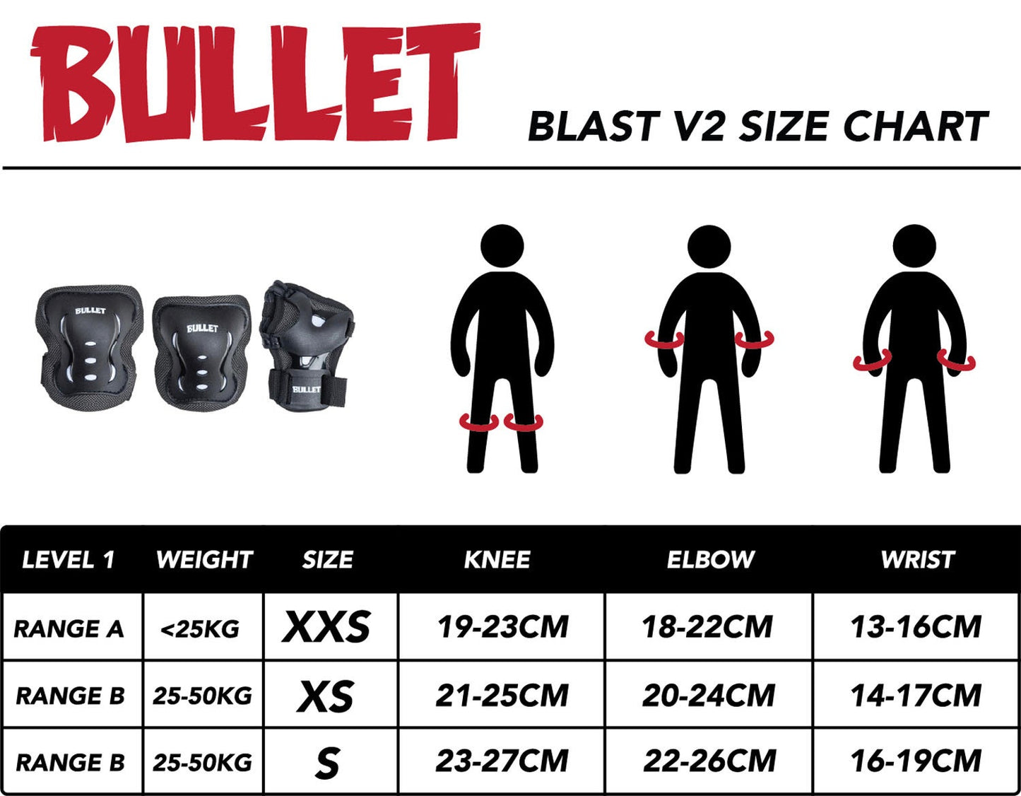 Bullet Blast V2 Junior Dreifach-Padset (3 – 6 Jahre)